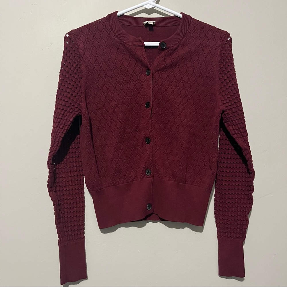 Aritzia Wilfred Maroon Italian Yarn knit sweater size L